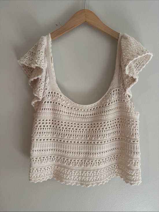 Sincerly Jules Tops - Crochet ruffle tank